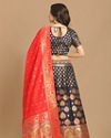 Mohey Women Brilliant Blue Weaved Benarasi Lehenga