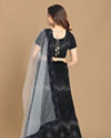 Mohey Women Blue Stone Embroidered Lehenga