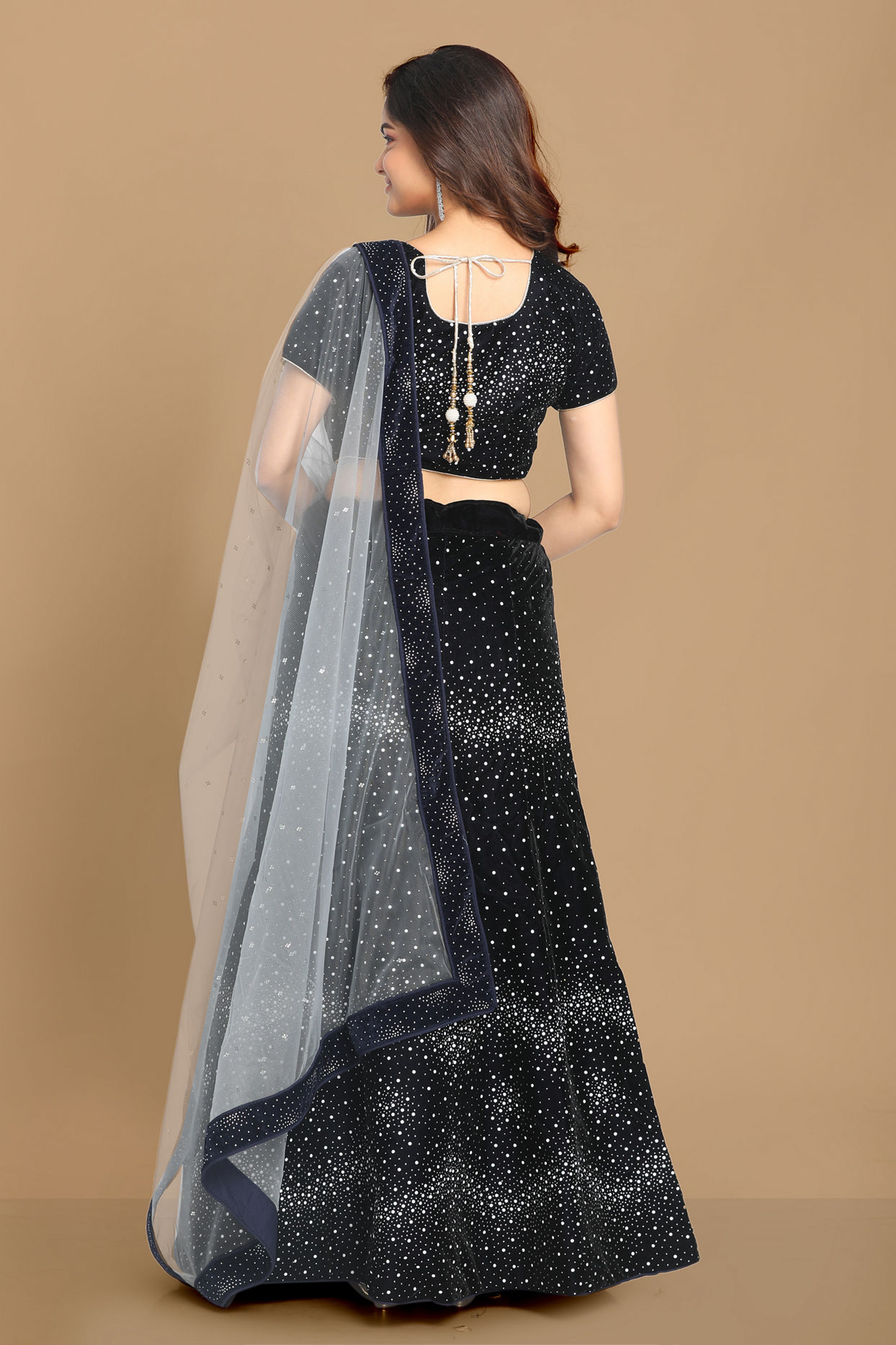 Mohey Women Blue Stone Embroidered Lehenga