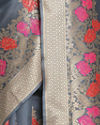 alt message - Mohey Women Graceful Grey Weaved Saree image number 2