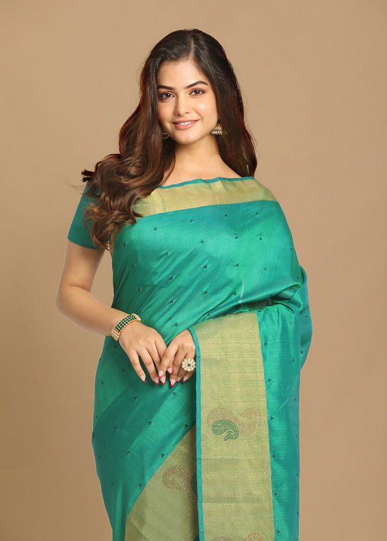 Mohey Women Sensational Sea Green Saree