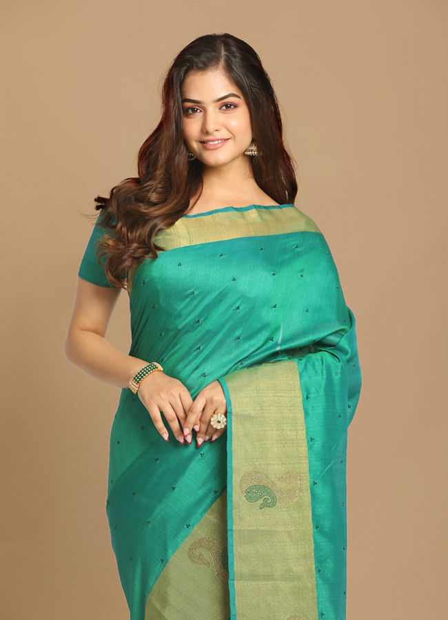 Mohey Women Sensational Sea Green Saree image number 1