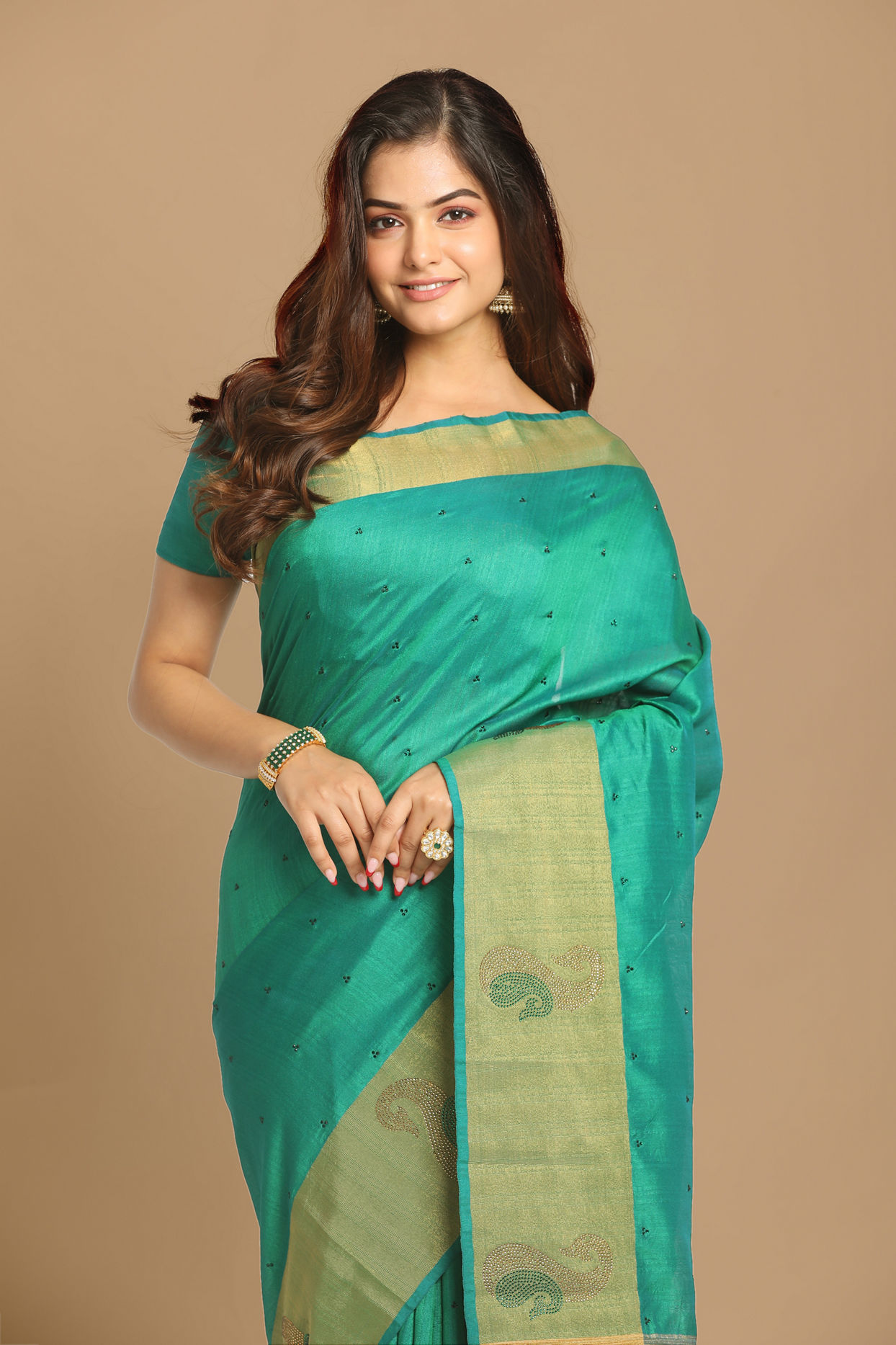 Mohey Women Sensational Sea Green Saree image number 1