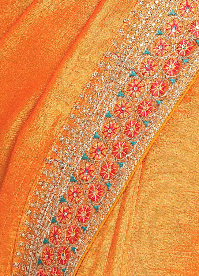 Mohey Women Mustard Yellow Embroidered Saree