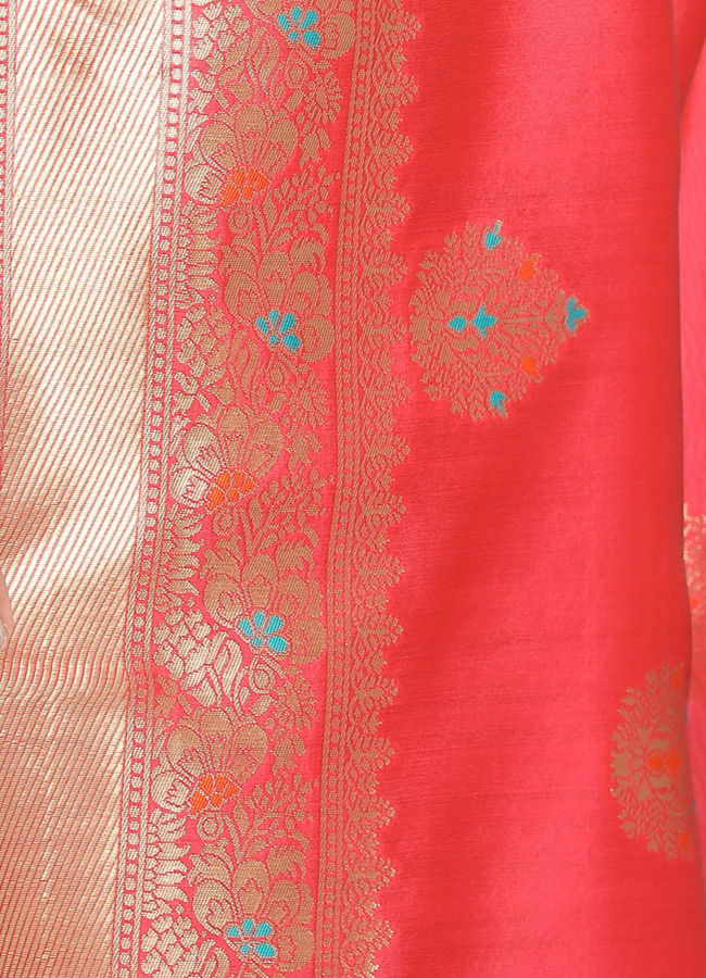 alt message - Mohey Women Pink Weaved Saree image number 2