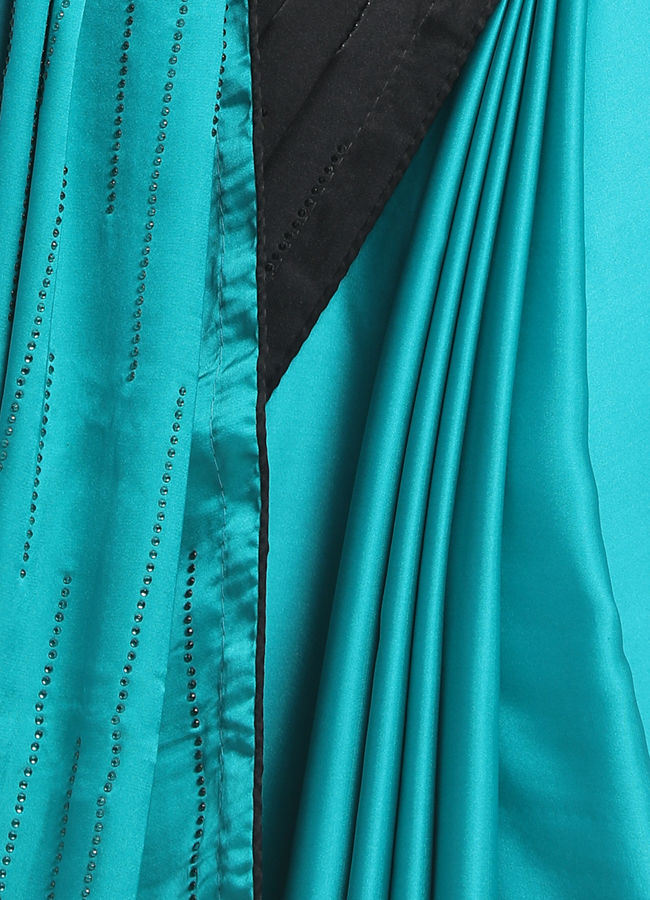 Mohey Women Light Blue And Black Combination Saree