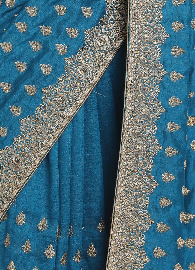 Enigmatic Blue Saree image number 2