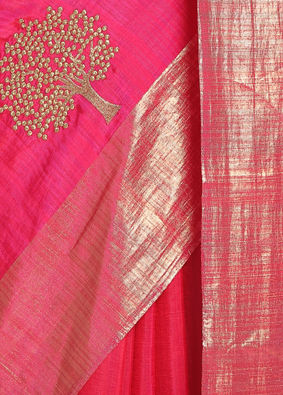Traditional Rani Weaved Saree image number 1