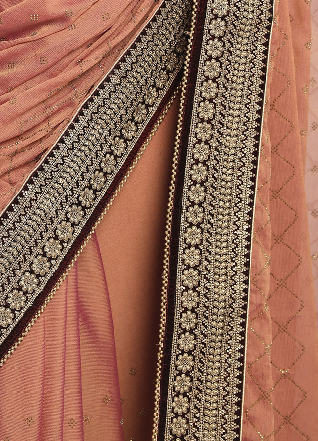 Mohey Women Delicate Peach Colour Saree