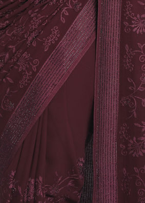 Coveted Wine Saree image number 2
