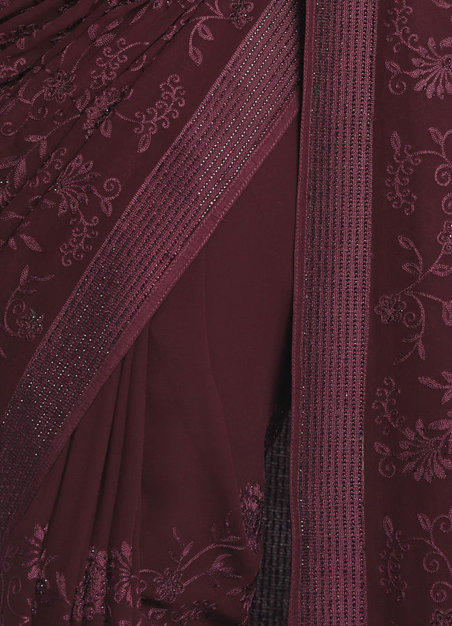 Mohey Women Coveted Wine Saree