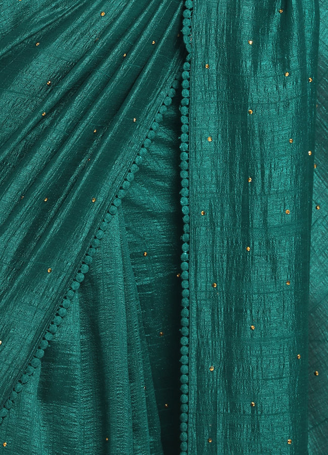 Mohey Women Decadent Dark Green Saree