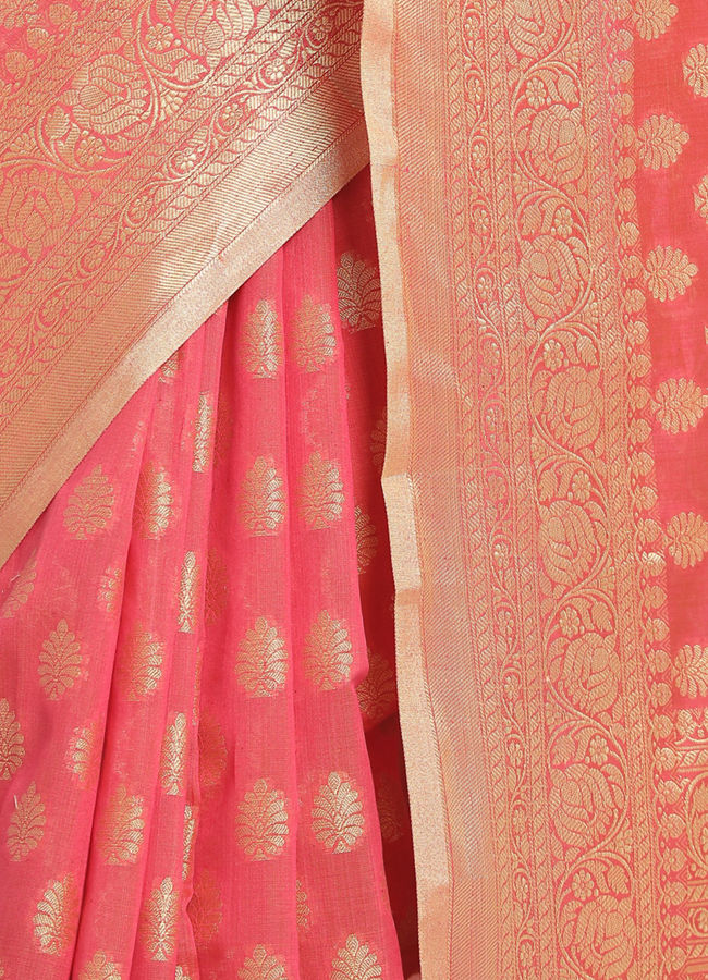 Mohey Women Pink Weaved Saree