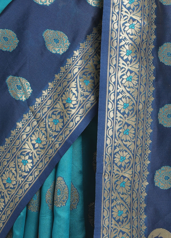 Mohey Women Royal Green Silk Saree
