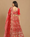 alt message - Mohey Women Red Floral Embroidered Lehenga image number 3