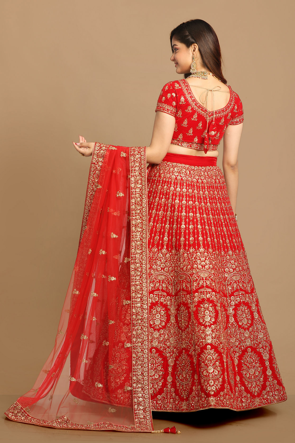 Mohey Women Royal Red Bridal Lehenga