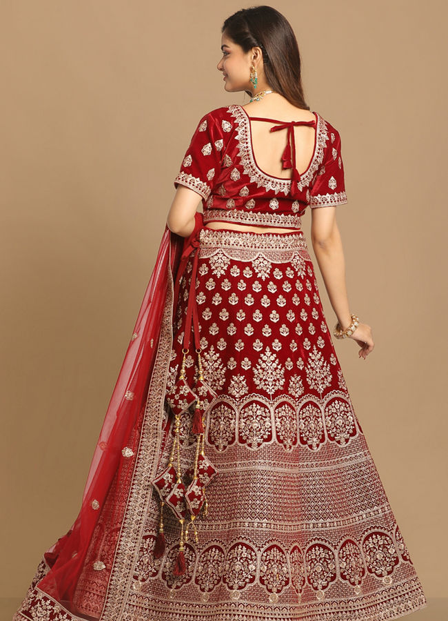 Mohey Women Resplendent Maroon Bridal Lehenga