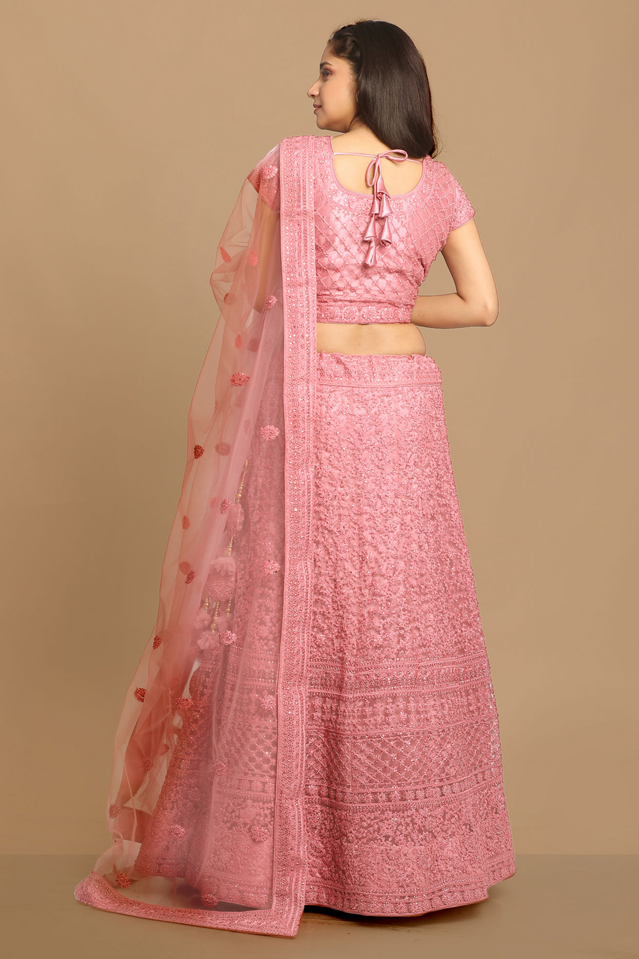 Mohey Women Beautiful Embroidered Pink Lehenga