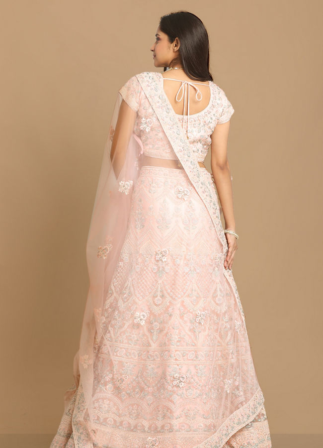 Mohey Women Detailed Pink Bridal Lehenga image number 3