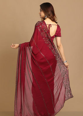 Mohey Women Delicate Wine Saree image number 2