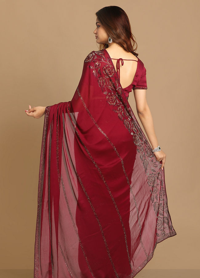 Mohey Women Delicate Wine Saree