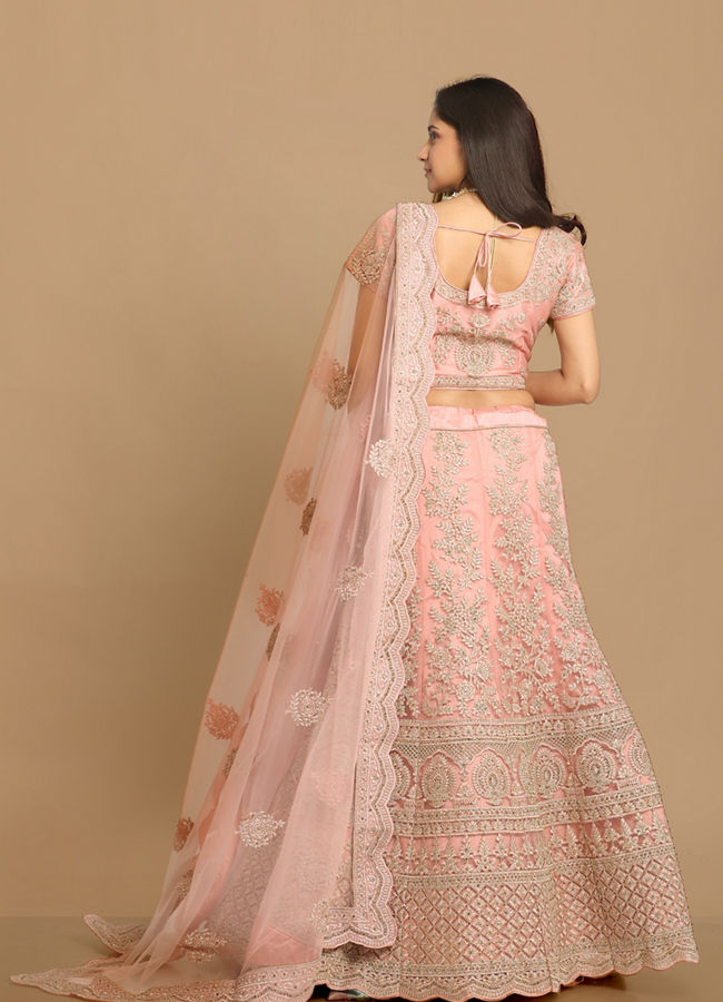 alt message - Mohey Women Elegant Pink Designer Lehenga image number 3