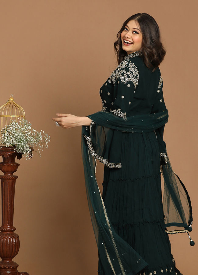 Mohey Women Dark Green Lehenga