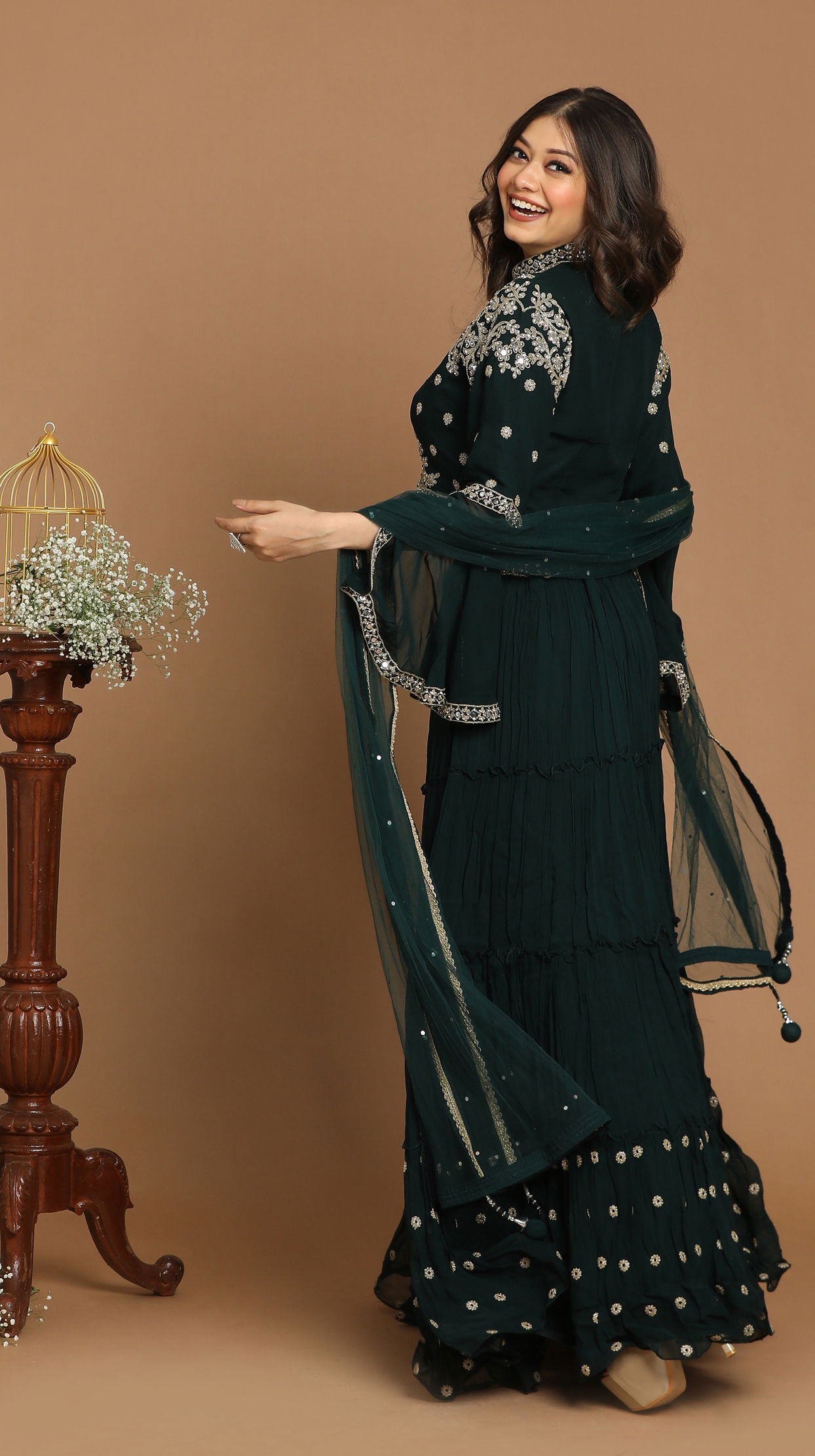Mohey Women Dark Green Lehenga