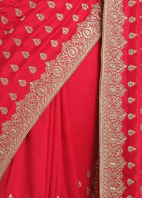alt message - Mohey Women Enigmatic Rani Pink Saree image number 2
