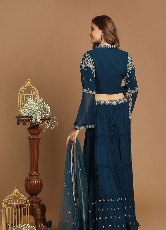 Mohey Women Glamorous Dark Blue Lehenga