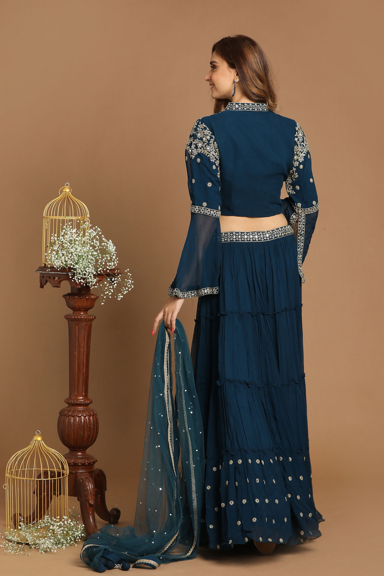 Mohey Women Glamorous Dark Blue Lehenga