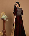 Mohey Women Velvet Maroon Gown