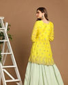 alt message - Mohey Women Bright Yellow Lehenga image number 3