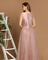 Mohey Women Pink Net Gown With Embroidery