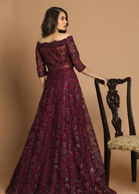 Off Shoulder Purple Gown image number 3