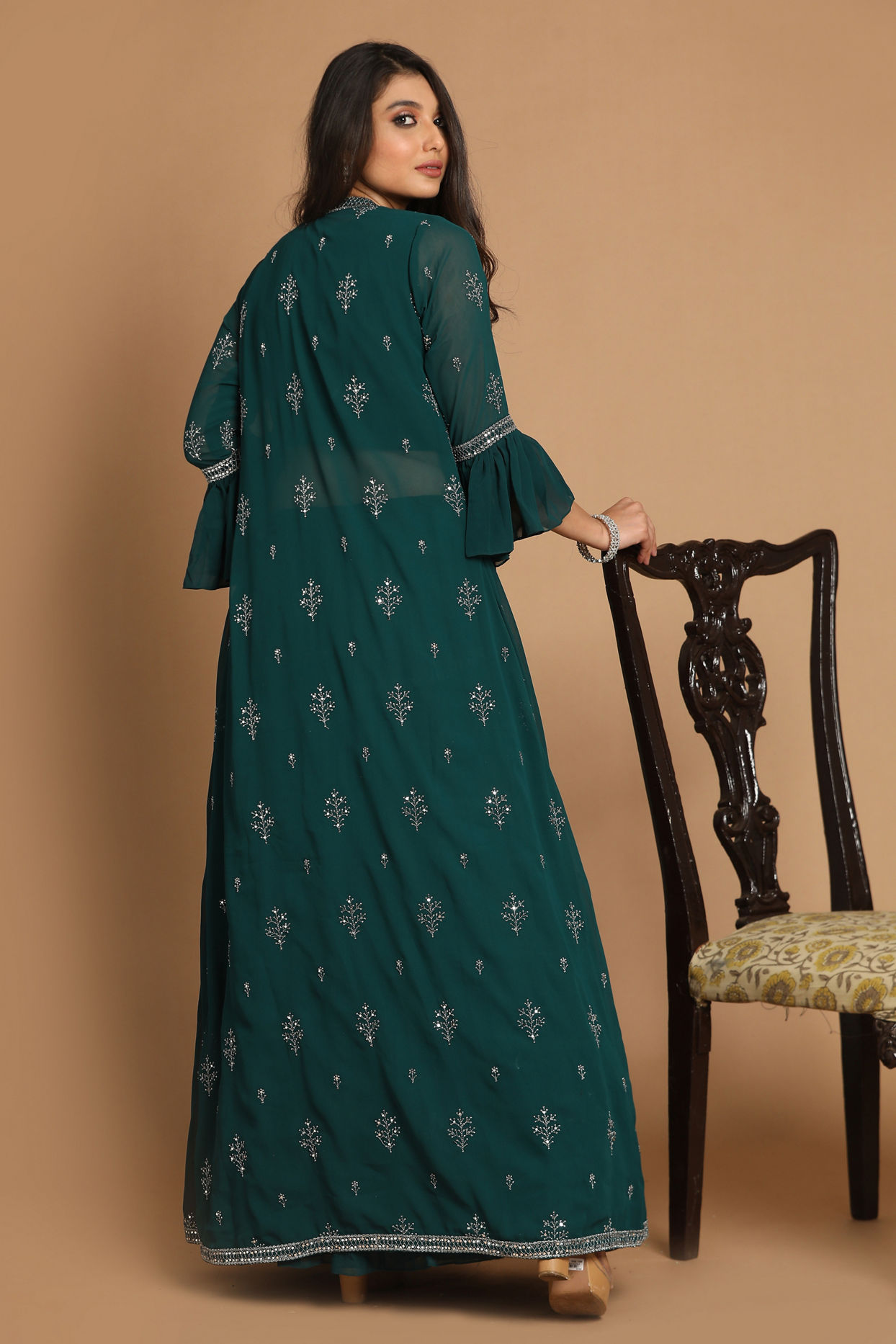 Mohey Women Bottle Green Stitched Suit