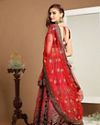 Mohey Women Rani And Maroon Velvet Zari Embroidered Bridal Lehenga