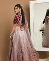 Mohey Women Purple Imperial Patterned Embroidered Bridal Lehenga