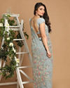 alt message - Mohey Women Light Blue Net Saree image number 2