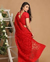 Mohey Women Gorgeous Red Net Saree