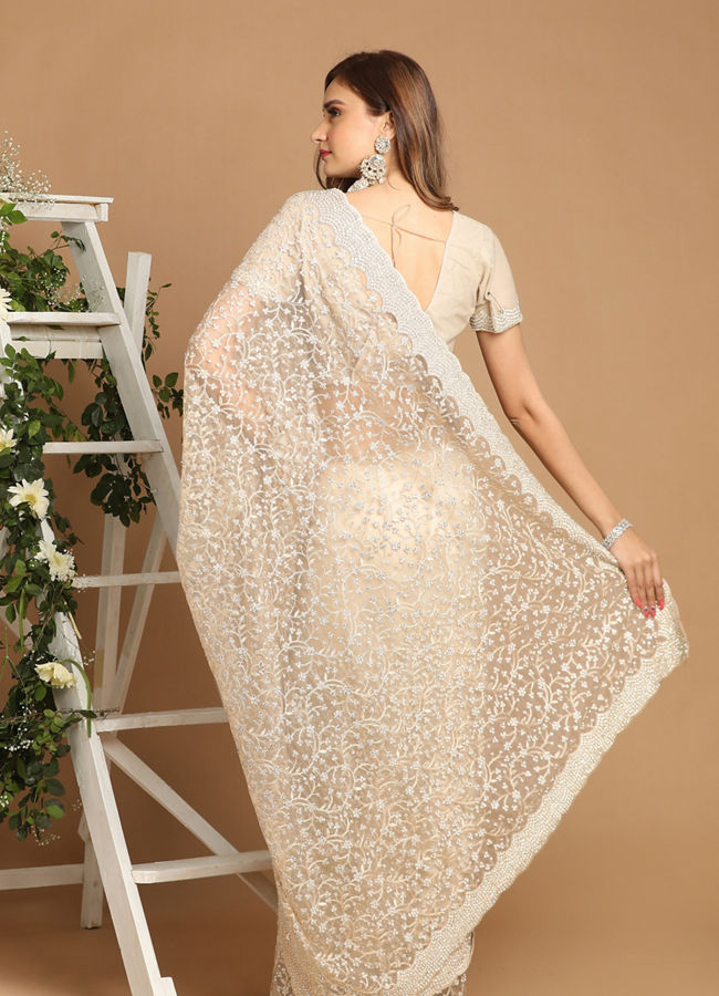 Mohey Women Glamorous Fawn Saree