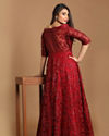 alt message - Mohey Women Bold Maroon Embellished Gown image number 3