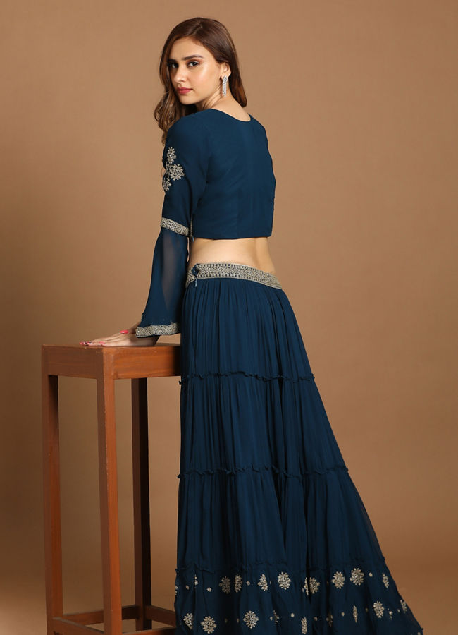 Mohey Women Fabulous Blue Lehenga