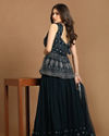 Mohey Women Vibrant Blue Fusion Lehenga