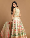 Mohey Women Glimmery Green Floral Print Lehenga
