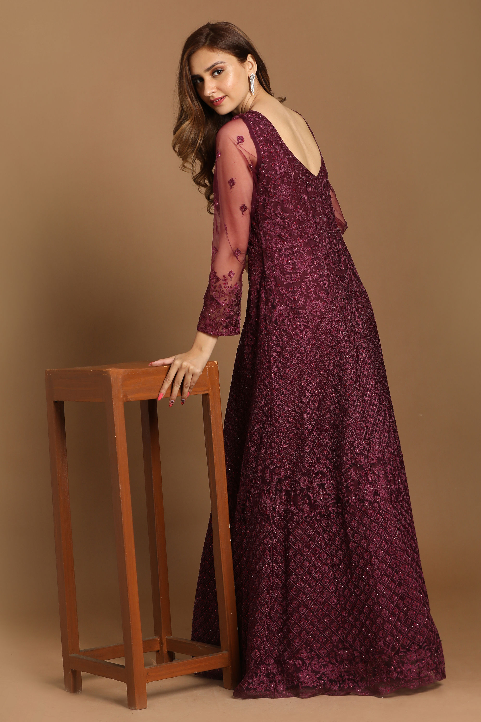 wine colour dress for women party wear wine red long dress Wine Red One Shoulder Velvet Long Party Dress with  Slit, Wine Red Prom  Anneprom