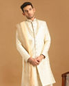 alt message - Manyavar Men Quintessential Cream Sherwani image number 1