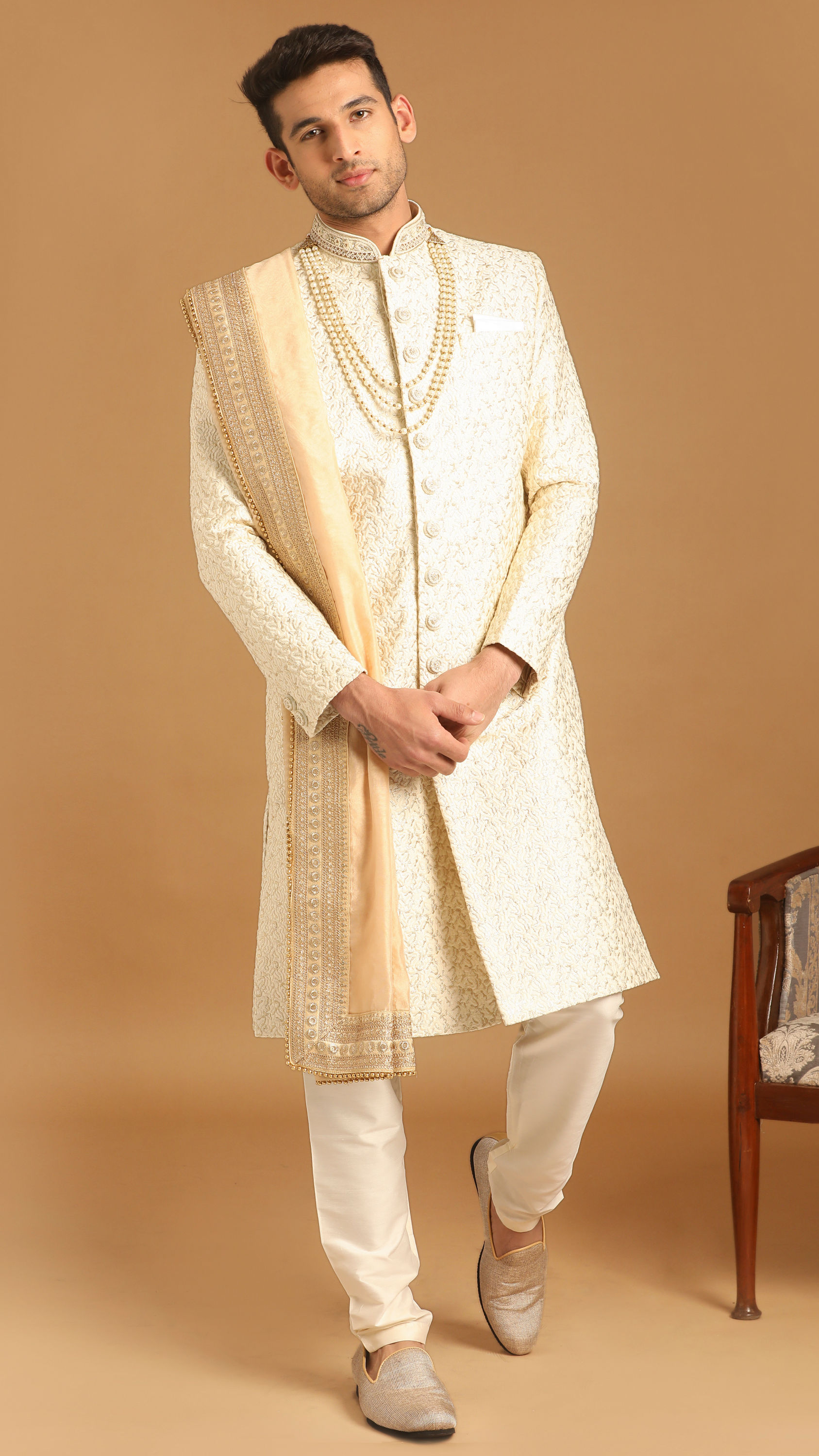 Manyavar Men Quintessential Cream Sherwani