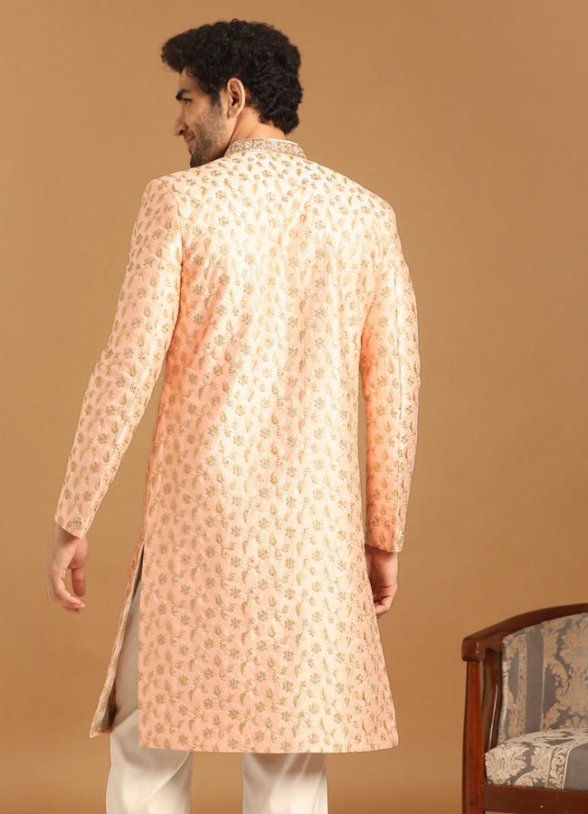 alt message - Manyavar Men Classy Light Pink Sherwani image number 2