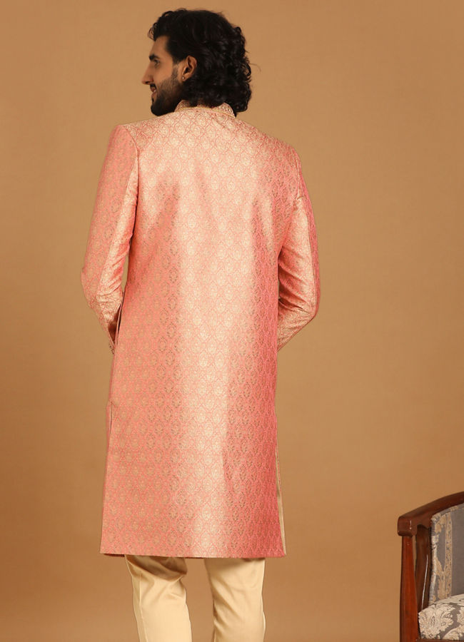 Manyavar Men Elegant Rani Pink Sherwani